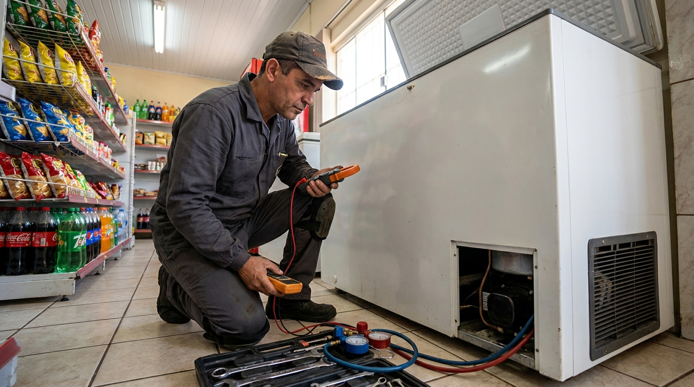 Reparo na placa eletrônica do freezer na Soledade, Aracaju‑SE